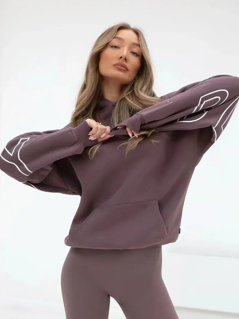 Womans Oversized Hip Hop Hoodie Printed Streetwear Sweatshirt Top