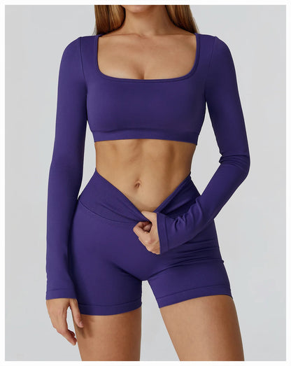 Women’s Gym Yoga Top | Square Neck Backless Fitness Outfit