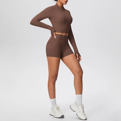 Women Yoga Set Quick Dry | Zipper Top Leggings Set