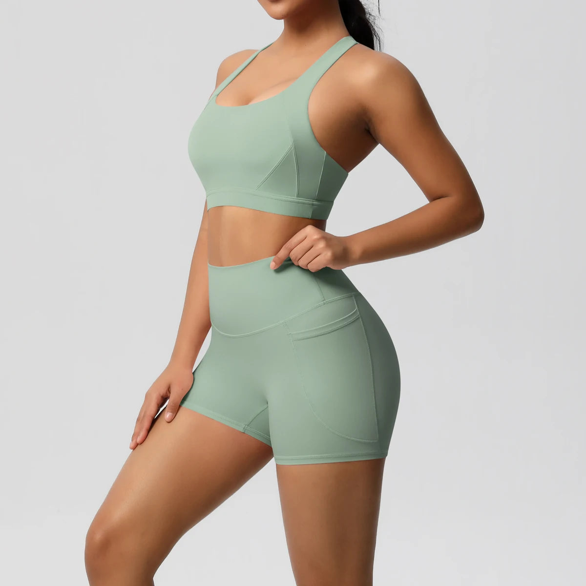 2 Piece Cross Fit Set Women | Pocket Leggings Gym Outfit