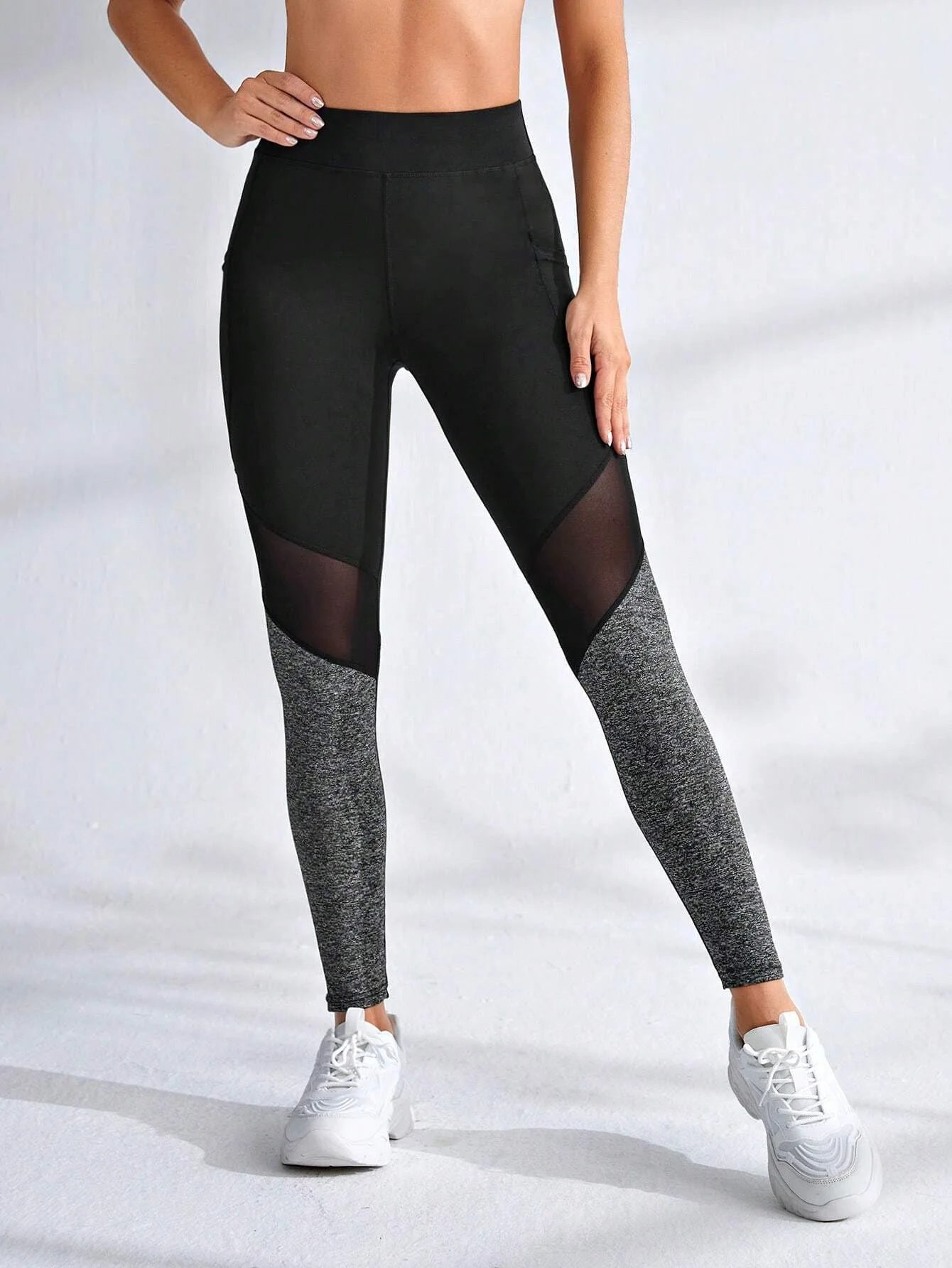 Sculpt & Flow Leggings - Black/Grey Mesh