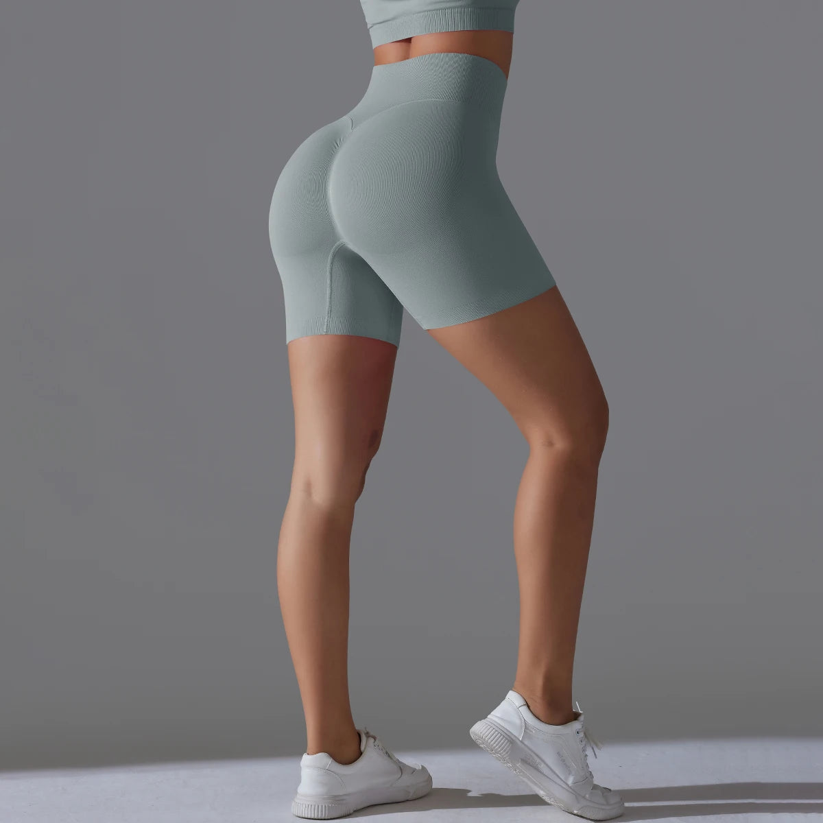 Womens High Waist Seamless Yoga Gym Shorts Running Fitness Workout Shorts