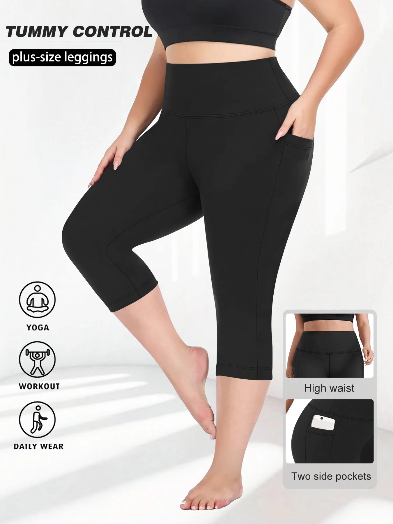 Sculpt & Flow Leggings - Plus Size Capri Black