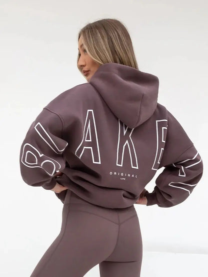Womans Oversized Hip Hop Hoodie Printed Streetwear Sweatshirt Top
