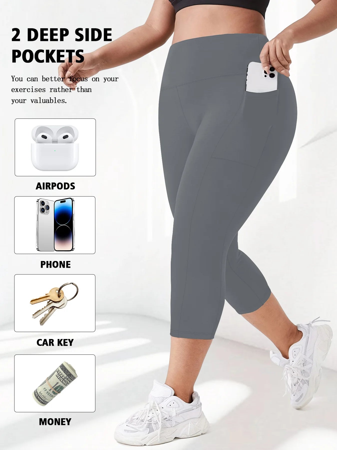 Sculpt & Flow Leggings - Plus Size Capri Black