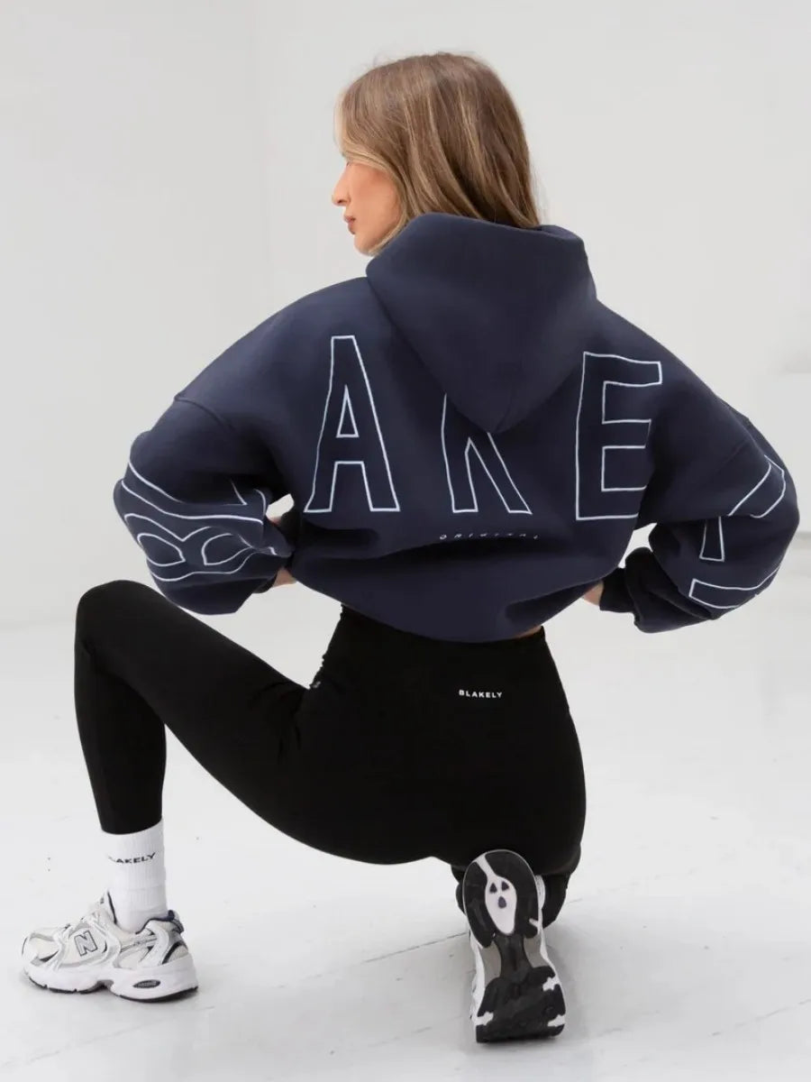 Womans Oversized Hip Hop Hoodie Printed Streetwear Sweatshirt Top