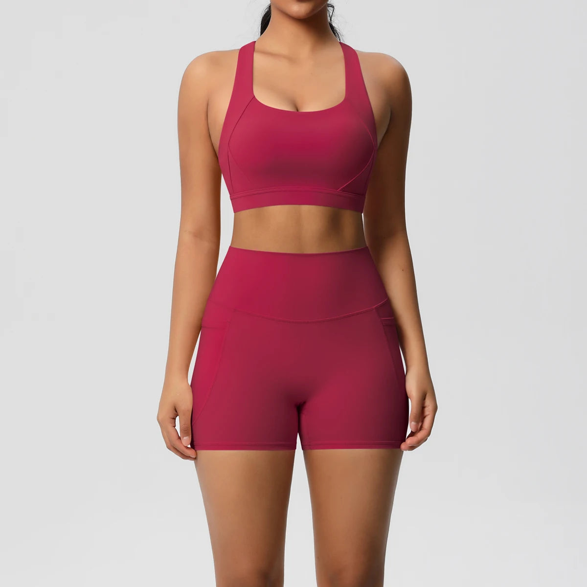 2 Piece Cross Fit Set Women | Pocket Leggings Gym Outfit