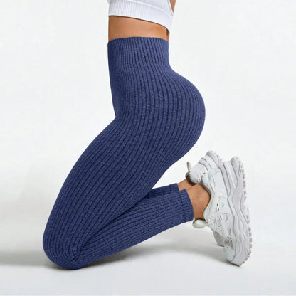 Contour Fit Leggings - Grey Ribbed