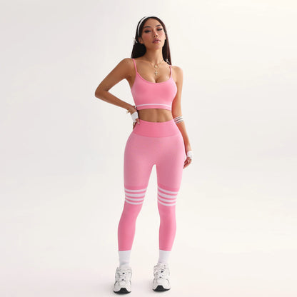 Curve & Flow Set - Black/Grey V-Back Leggings