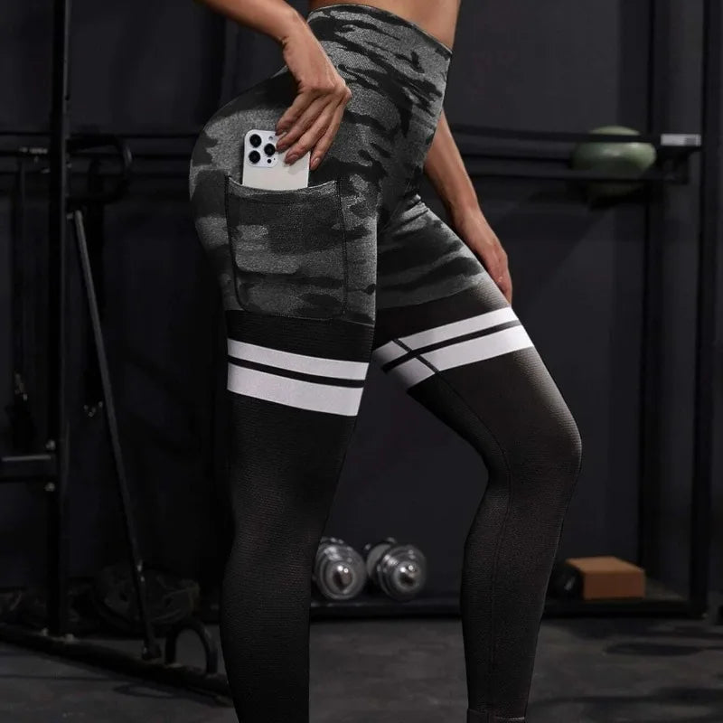Second Skin Leggings - Stripe Black Camo
