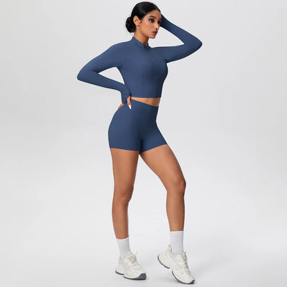 Women Yoga Set Quick Dry | Zipper Top Leggings Set