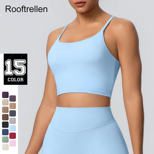 Women Backless Sports Bra Naked Feel Yoga Gym Workout Padded Top