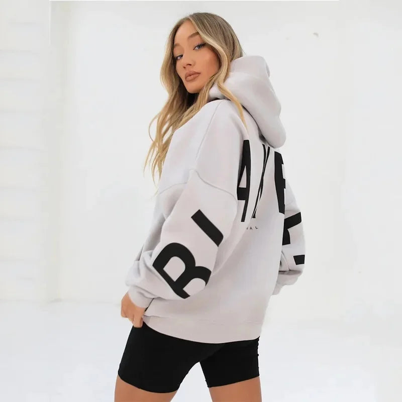 Women’s Stylish Printed Hoodie Thick Warm Streetwear Sweatshirt