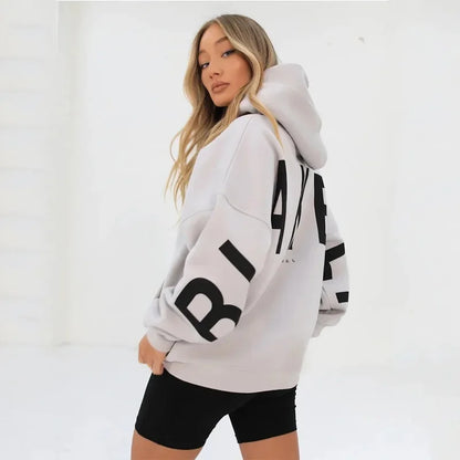 Women’s Stylish Printed Hoodie Thick Warm Streetwear Sweatshirt