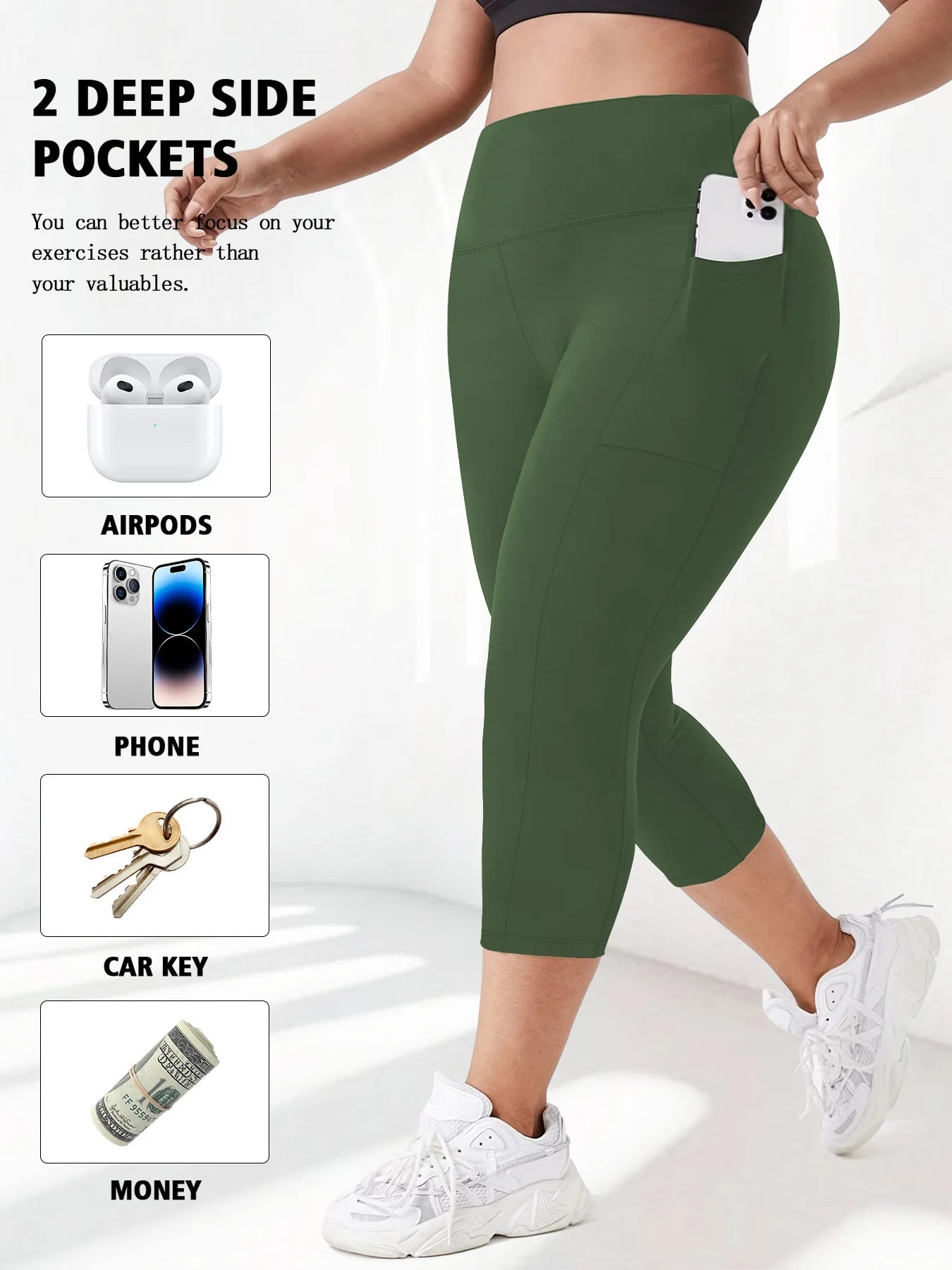 Sculpt & Flow Leggings - Plus Size Capri Black