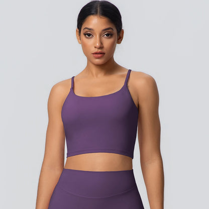 Women Backless Sports Bra Naked Feel Yoga Gym Workout Padded Top