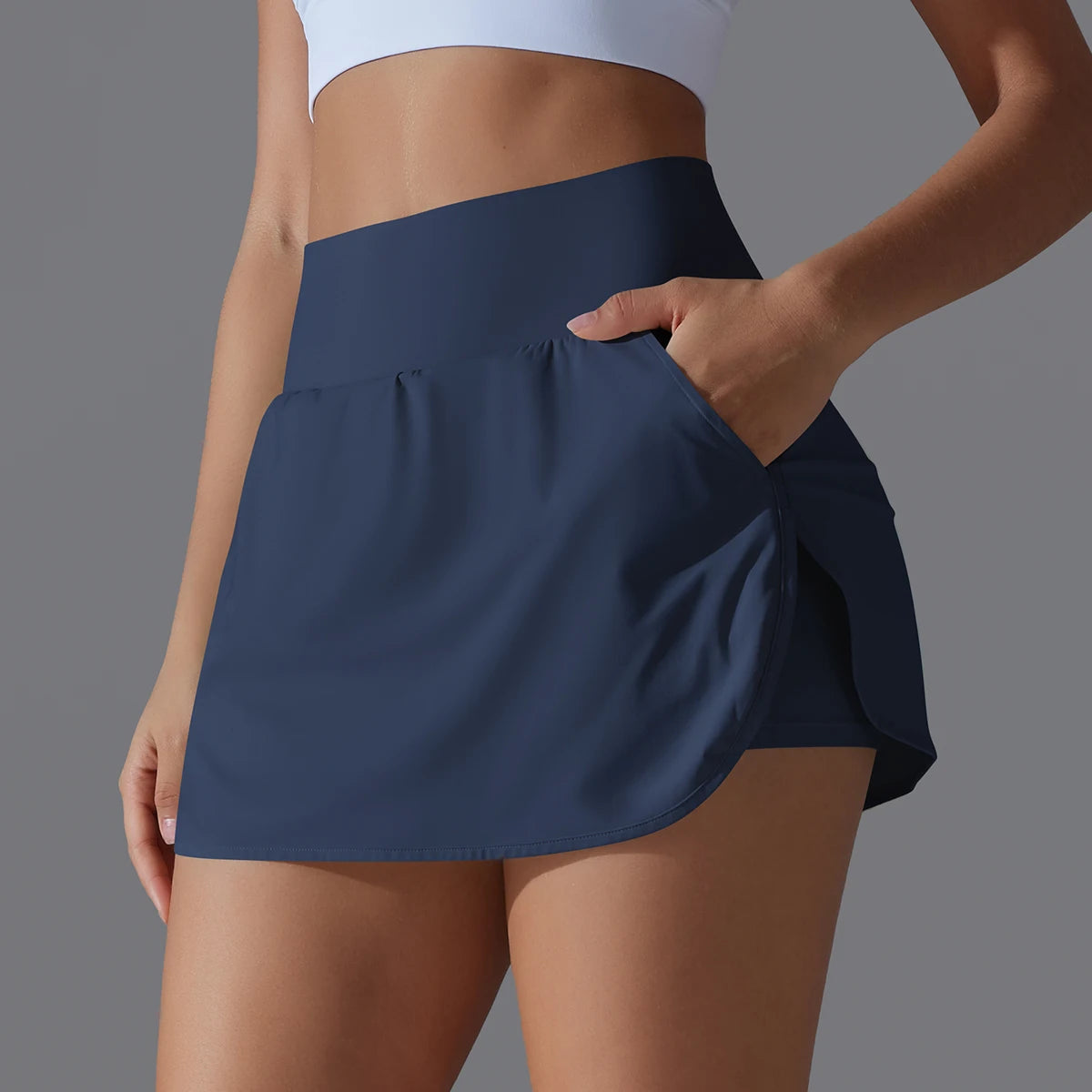 Women’s Gym Running Skorts – Double Deck Quick Dry Workout Shorts with Pocket