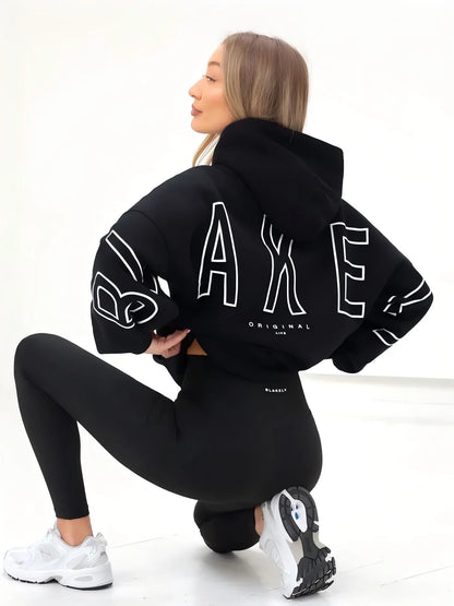 Womans Oversized Hip Hop Hoodie Printed Streetwear Sweatshirt Top