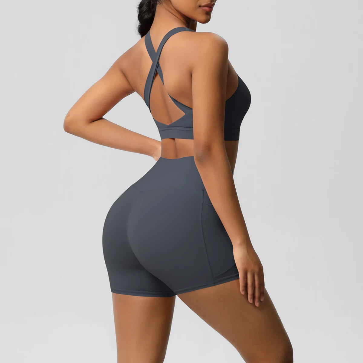 2 Piece Cross Fit Set Women | Pocket Leggings Gym Outfit