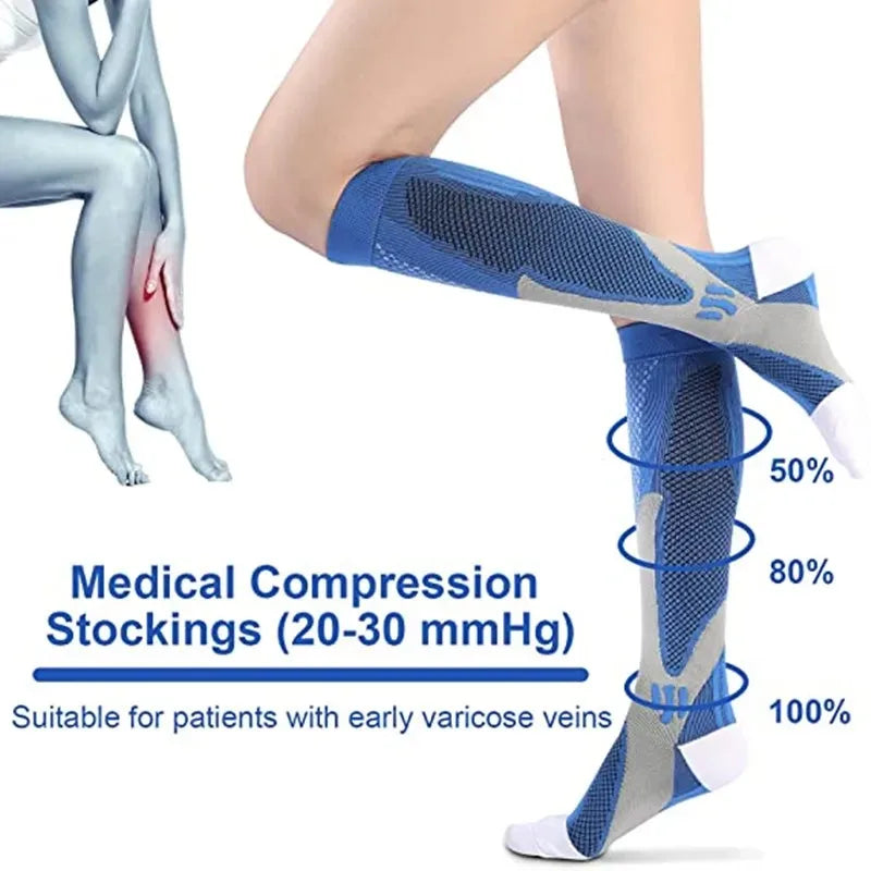 Womans Mens Running Compression Socks Unisex 20-30mmHg Sport Pain Relief Black