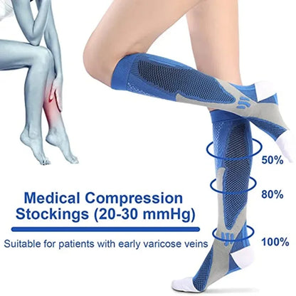 Womans Mens Running Compression Socks Unisex 20-30mmHg Sport Pain Relief Black