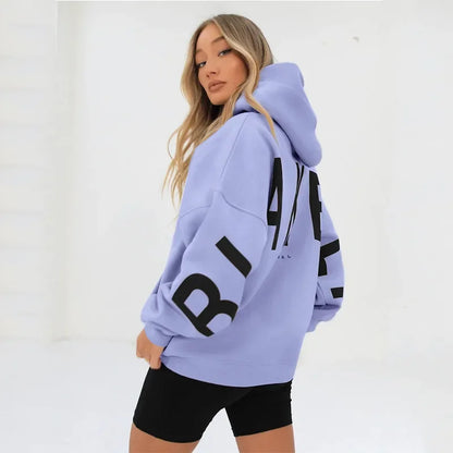 Women’s Stylish Printed Hoodie Thick Warm Streetwear Sweatshirt