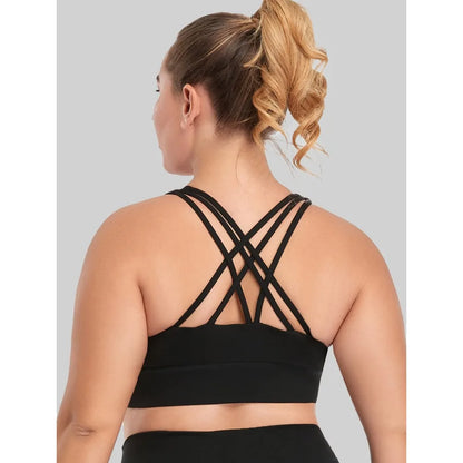 Woman's Plus Size Sports Bra | Cross Back Padded Yoga Gym Top