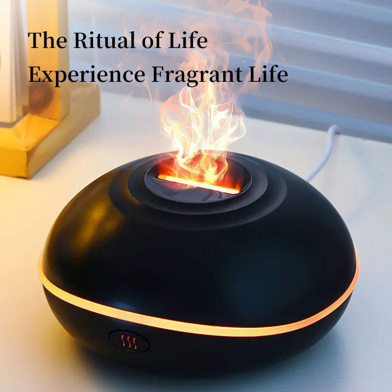 200ML Aroma Diffuser Essential Oil Lamp – Portable USB Design  Air Humidifier with Color Flame Night Light