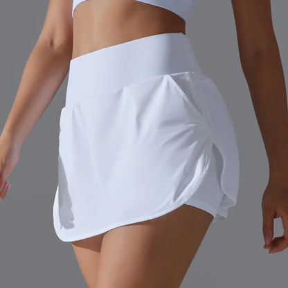 Women’s Gym Running Skorts – Double Deck Quick Dry Workout Shorts with Pocket