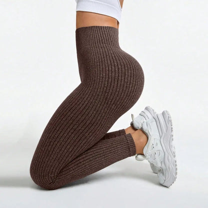 Contour Fit Leggings - Grey Ribbed