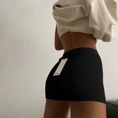 Women High Waist Tight Shorts Yoga Running Fitness Crochet Knitted Summer Pants