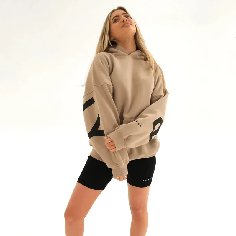 Women’s Stylish Printed Hoodie Thick Warm Streetwear Sweatshirt