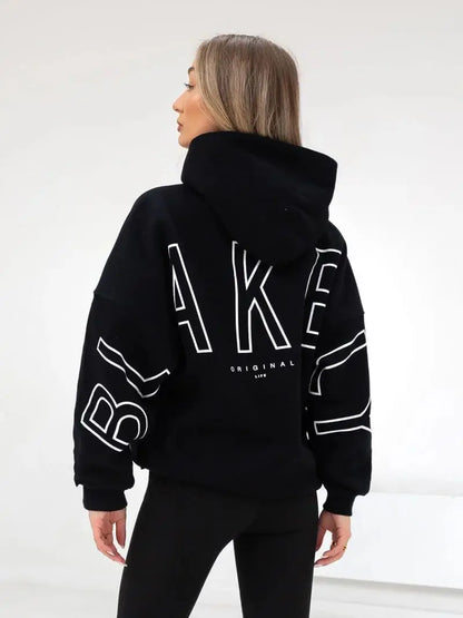 Womans Oversized Hip Hop Hoodie Printed Streetwear Sweatshirt Top