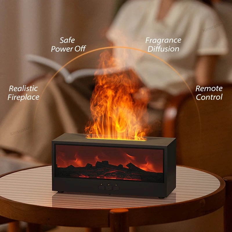 Fireplace Aroma Diffuser | Waterless Essential Oil Humidifier Remote