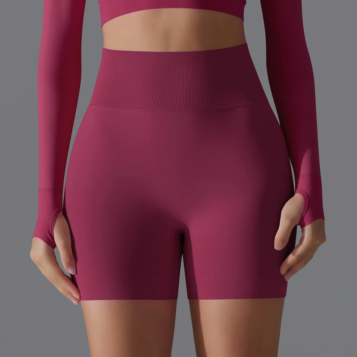 Womens High Waist Seamless Yoga Gym Shorts Running Fitness Workout Shorts