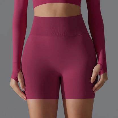 Womens High Waist Seamless Yoga Gym Shorts Running Fitness Workout Shorts