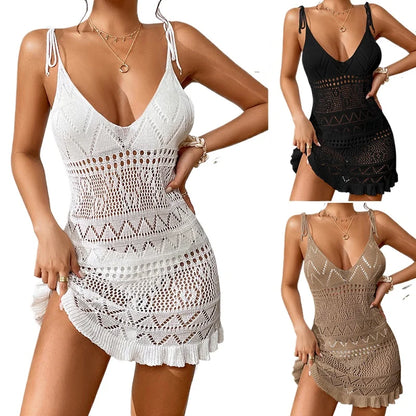Women’s Backless Summer Beach Dress Knitted Sleeveless Cover Up