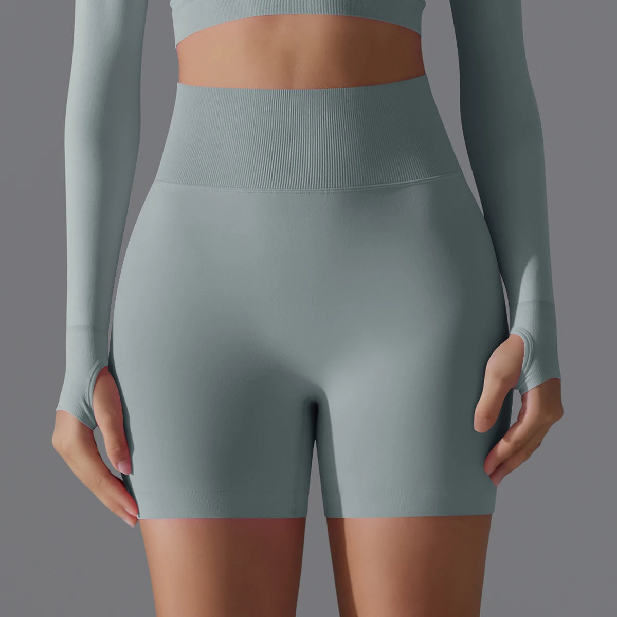 Womens High Waist Seamless Yoga Gym Shorts Running Fitness Workout Shorts