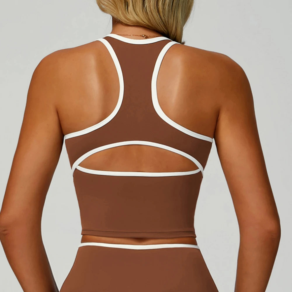 Women Sports Bra High Support Yoga Top Gym Workout Padded Fitness Vest