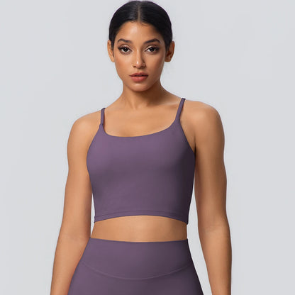 Women Backless Sports Bra Naked Feel Yoga Gym Workout Padded Top