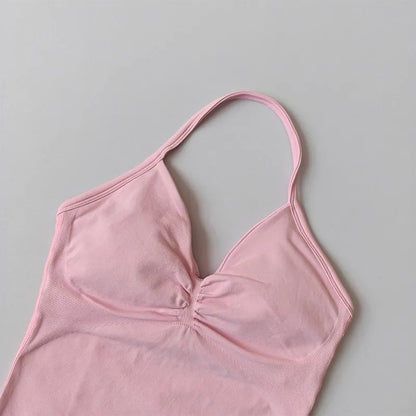 Women Backless Sports Bra Halter Gym Yoga Top Push Up Fitness Vest