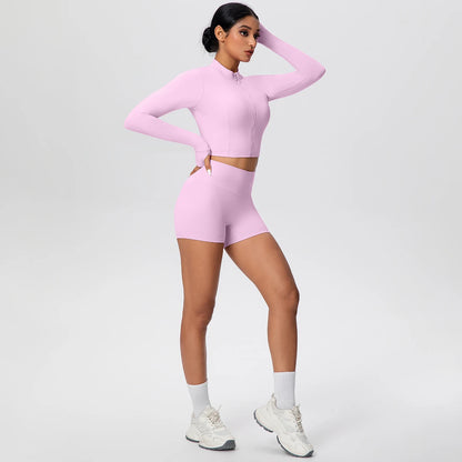 Women Yoga Set Quick Dry | Zipper Top Leggings Set