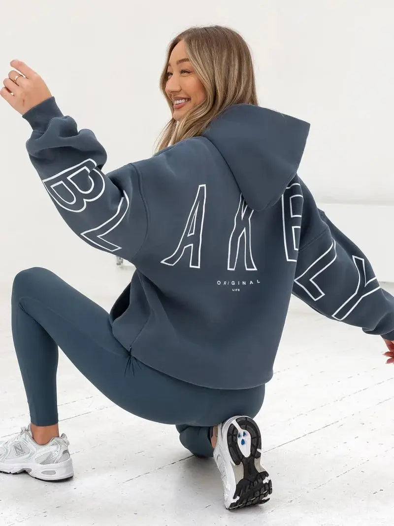 Womans Oversized Hip Hop Hoodie Printed Streetwear Sweatshirt Top