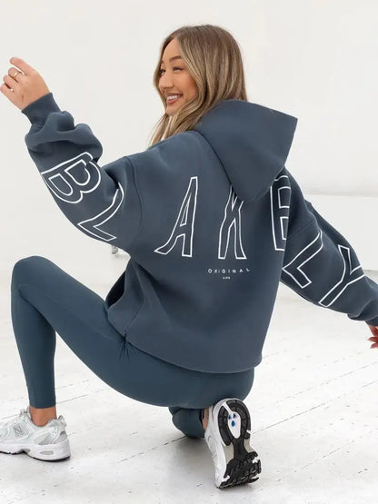 Womans Oversized Hip Hop Hoodie Printed Streetwear Sweatshirt Top