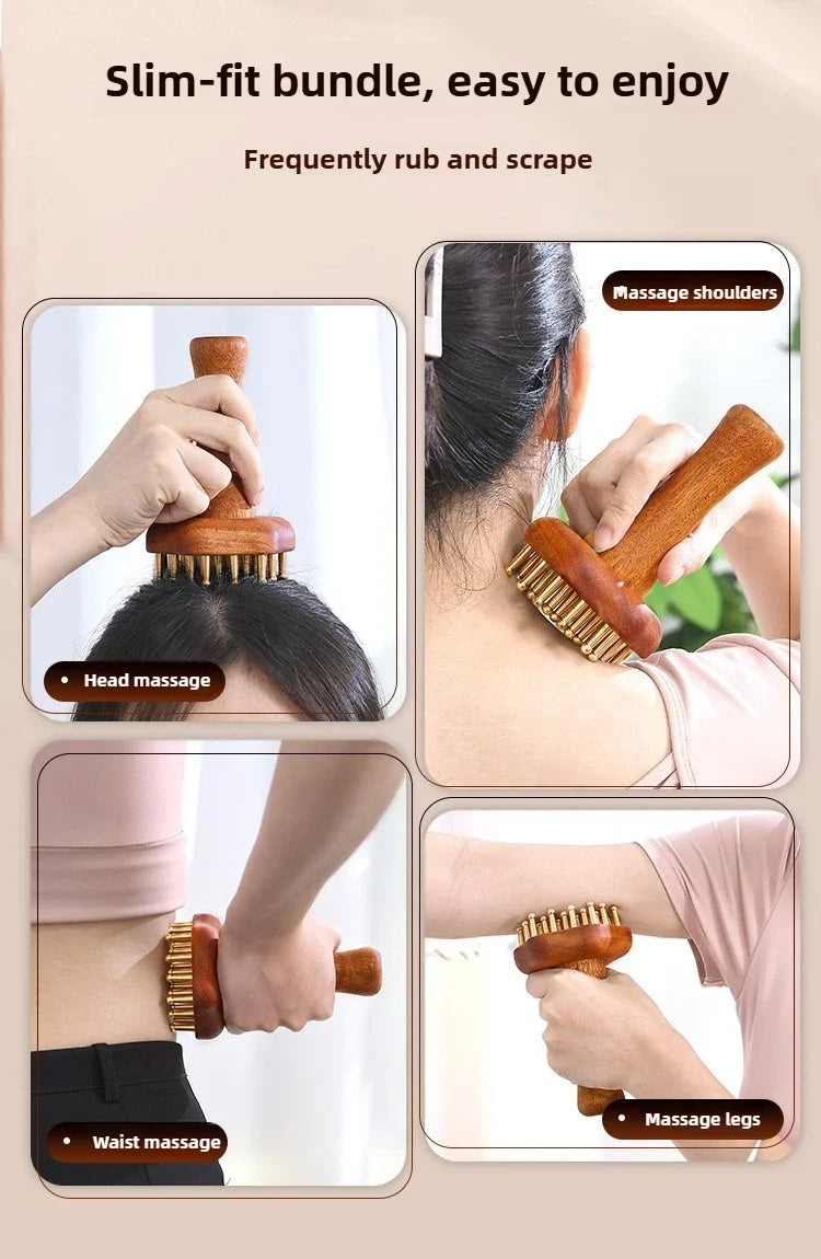 Portable Brass Gua Sha Massage Tool Head Neck Leg Body Meridian Massager Lymphatic Muscle Relief Pain Deep Tissue Massage