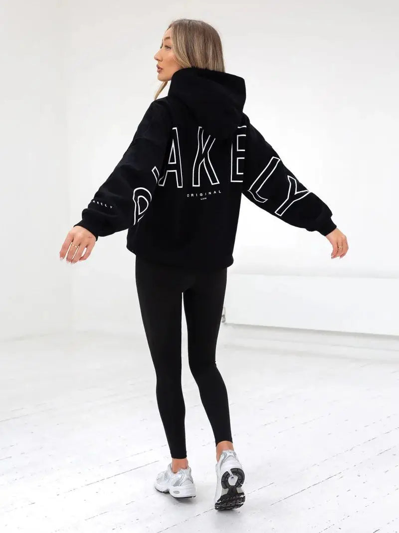 Womans Oversized Hip Hop Hoodie Printed Streetwear Sweatshirt Top