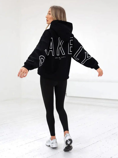 Womans Oversized Hip Hop Hoodie Printed Streetwear Sweatshirt Top