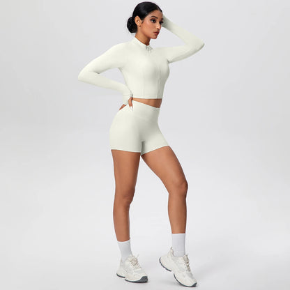 Women Yoga Set Quick Dry | Zipper Top Leggings Set
