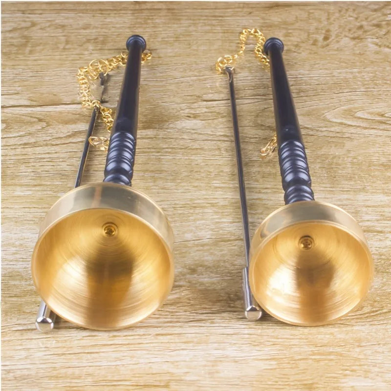 Tibetan Meditation Hand Bell | Brass Prayer Bell with Wooden Handle