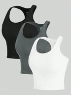 3 Pack Yoga Crop Tops | Seamless Gym Workout Tanks